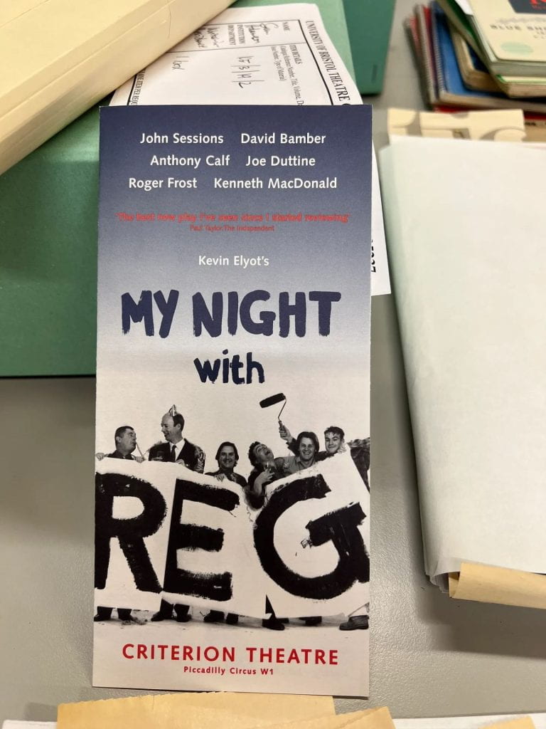 Handbill for 'My Night with Reg' 